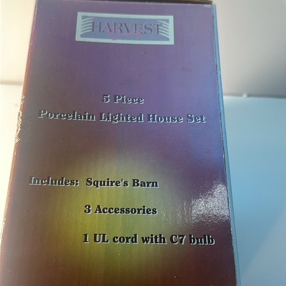 Vintage Harvest Bounty 5 Piece Porcelain Lighted House Set The Squire’s Barn - Picture 5 of 5